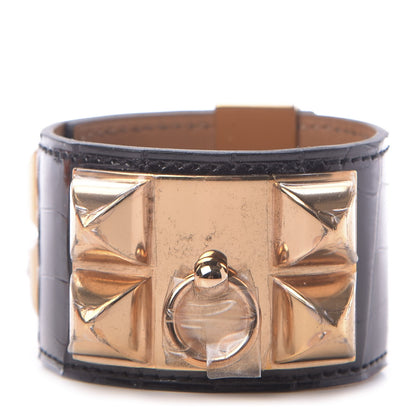 Hermes Shiny Alligator Collier de Chien CDC Bracelet T2 Black 1 of 9