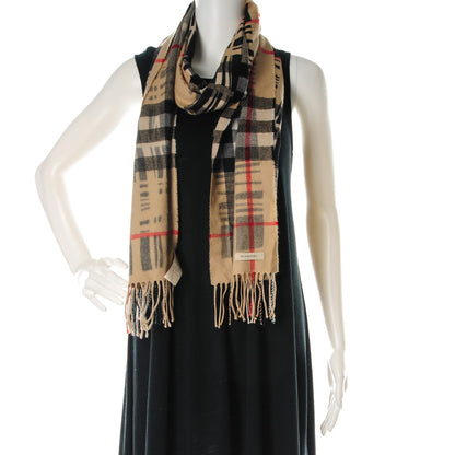 Burberry Merino Wool Check Printed Scarf Camel 2 of 6