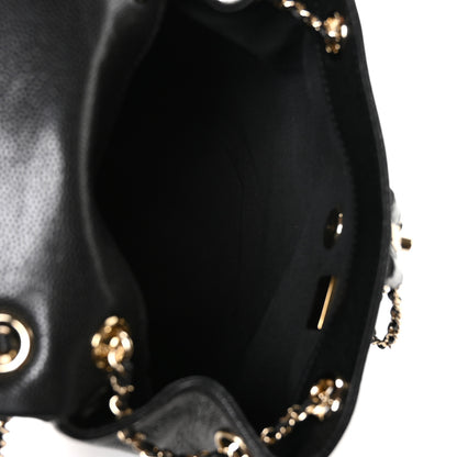 Chanel Shiny Caviar Quilted Medium Duma Pockets Drawstring Backpack Black 5 of 10