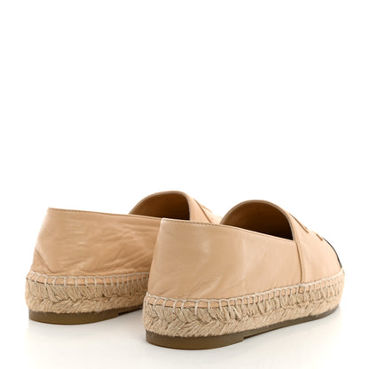 Chanel Lambskin CC Espadrilles 38 Beige Black 4 of 9