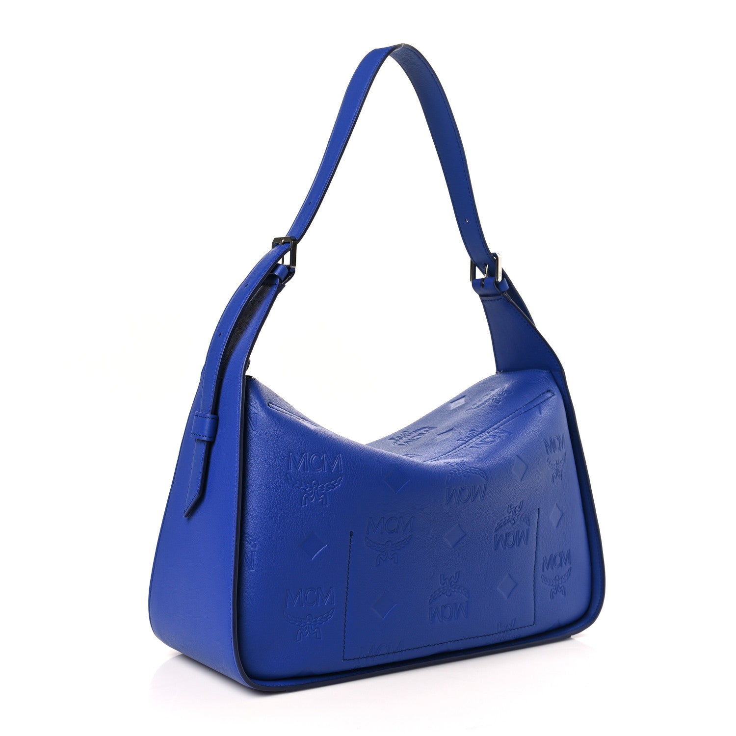 MCM Calfskin Ottomar Medium Aren Flap Hobo Bag Soladite Blue 3 of 8