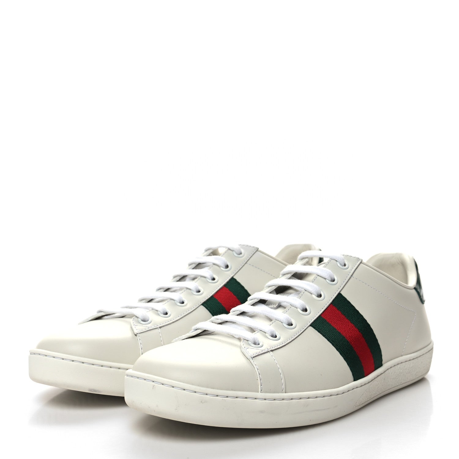 Gucci Calfskin Crocodile Web Womens Ace Sneakers 41 White Green 3 of 11