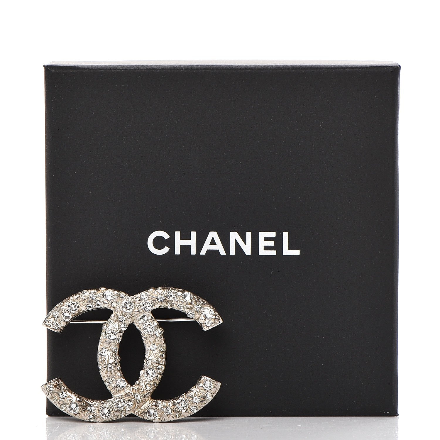 Chanel Swarovski Crystal Large CC Brooch Silver 5 of 5
