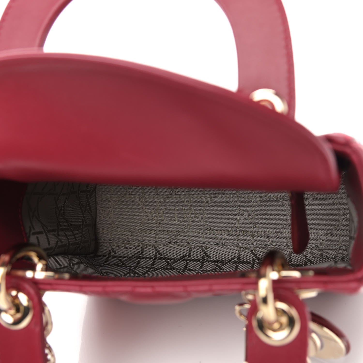 Christian Dior Lambskin Cannage Mini Lady Dior Burgundy 5 of 11