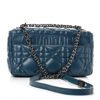 Christian Dior CHRISTIAN Calfskin Macrocannage Medium Caro Bag Steel Blue 3 of 9