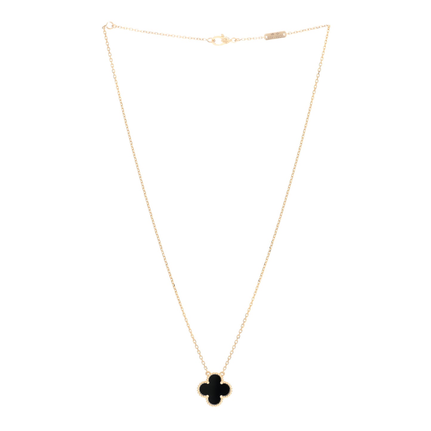 18K Yellow Gold Black Onyx Vintage Alhambra Pendant Necklace