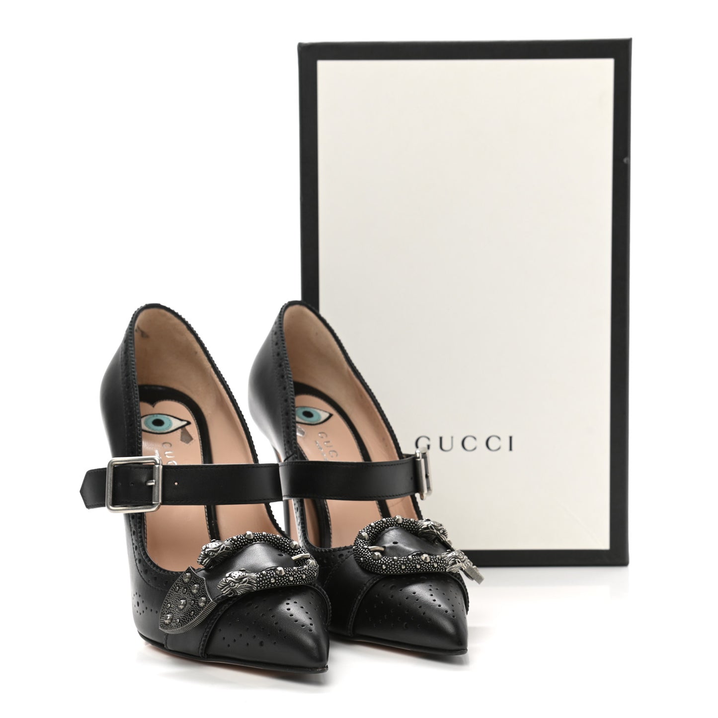 Calfskin Dionysus Perforated Mary Jane Pumps 37 Black