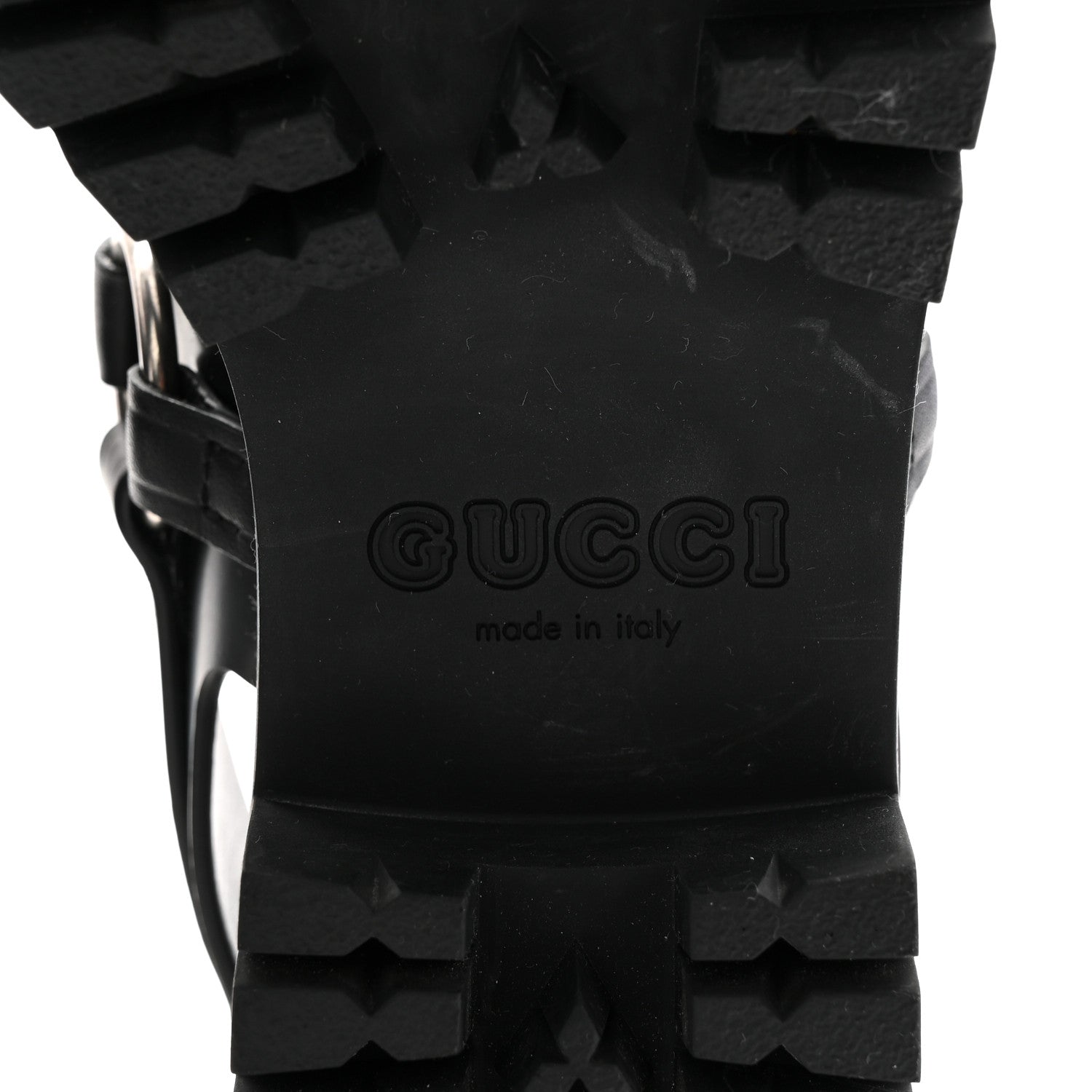 Gucci Calfskin Horsebit Bria Lug Sole Sandals 35.5 Black 7 of 9