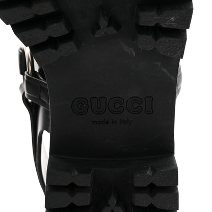Gucci Calfskin Horsebit Bria Lug Sole Sandals 35.5 Black 7 of 9