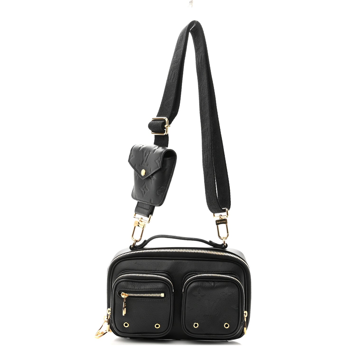 Louis Vuitton Calfskin Monogram Embossed Utility Crossbody Black 1 of 9