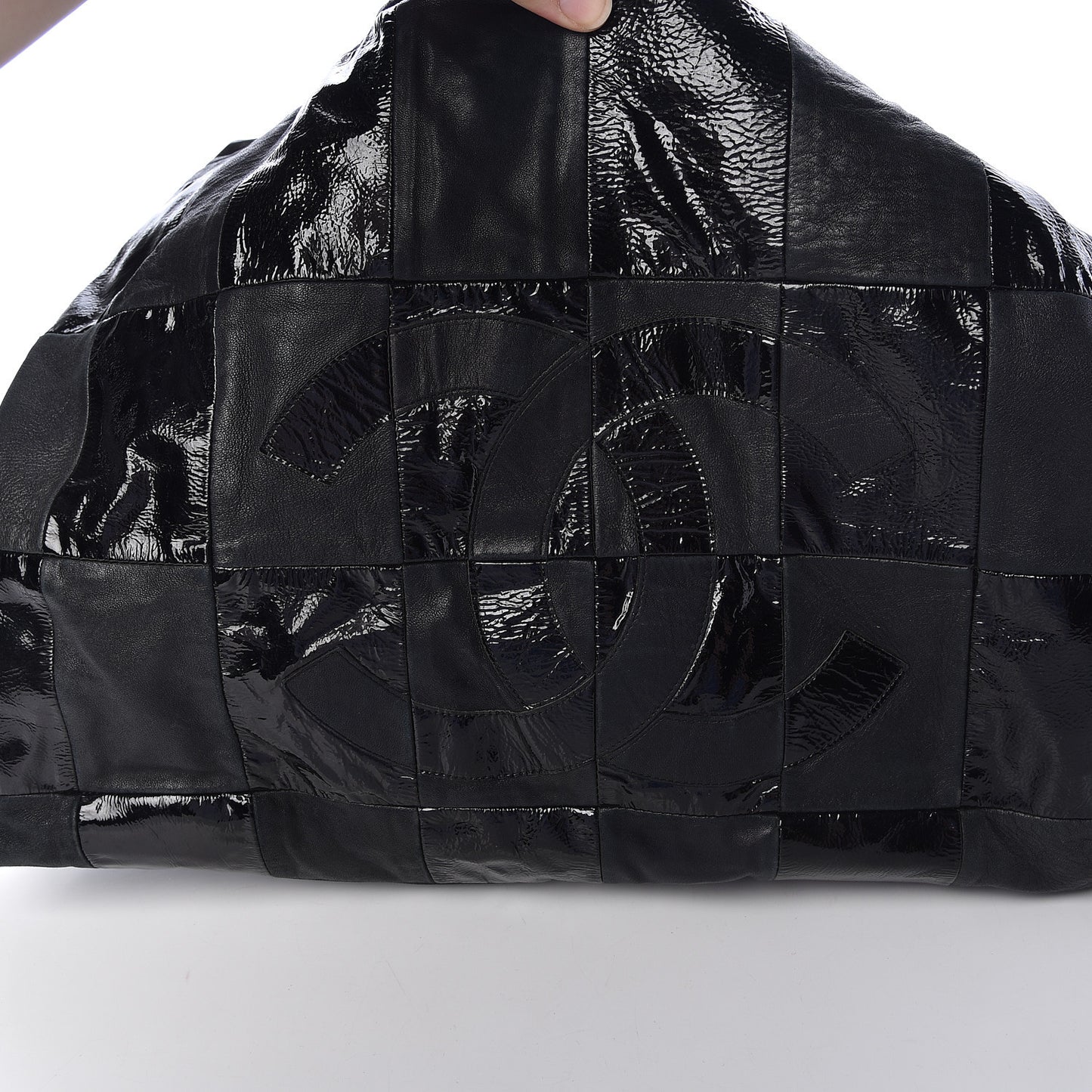Patent Patchwork Large Brooklyn Tote Black
