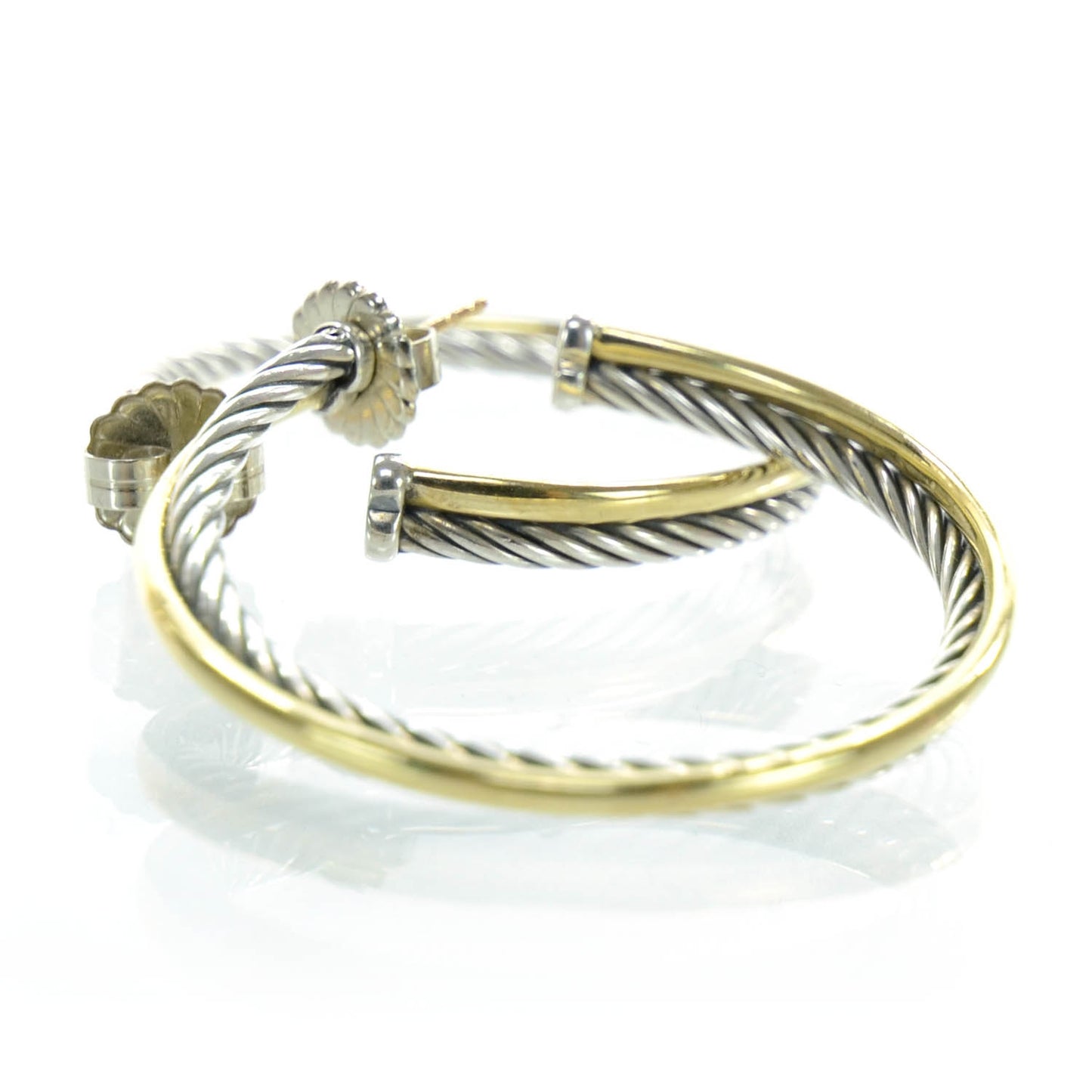 18k Gold Sterling Silver Crossover Cable Hoop Earrings