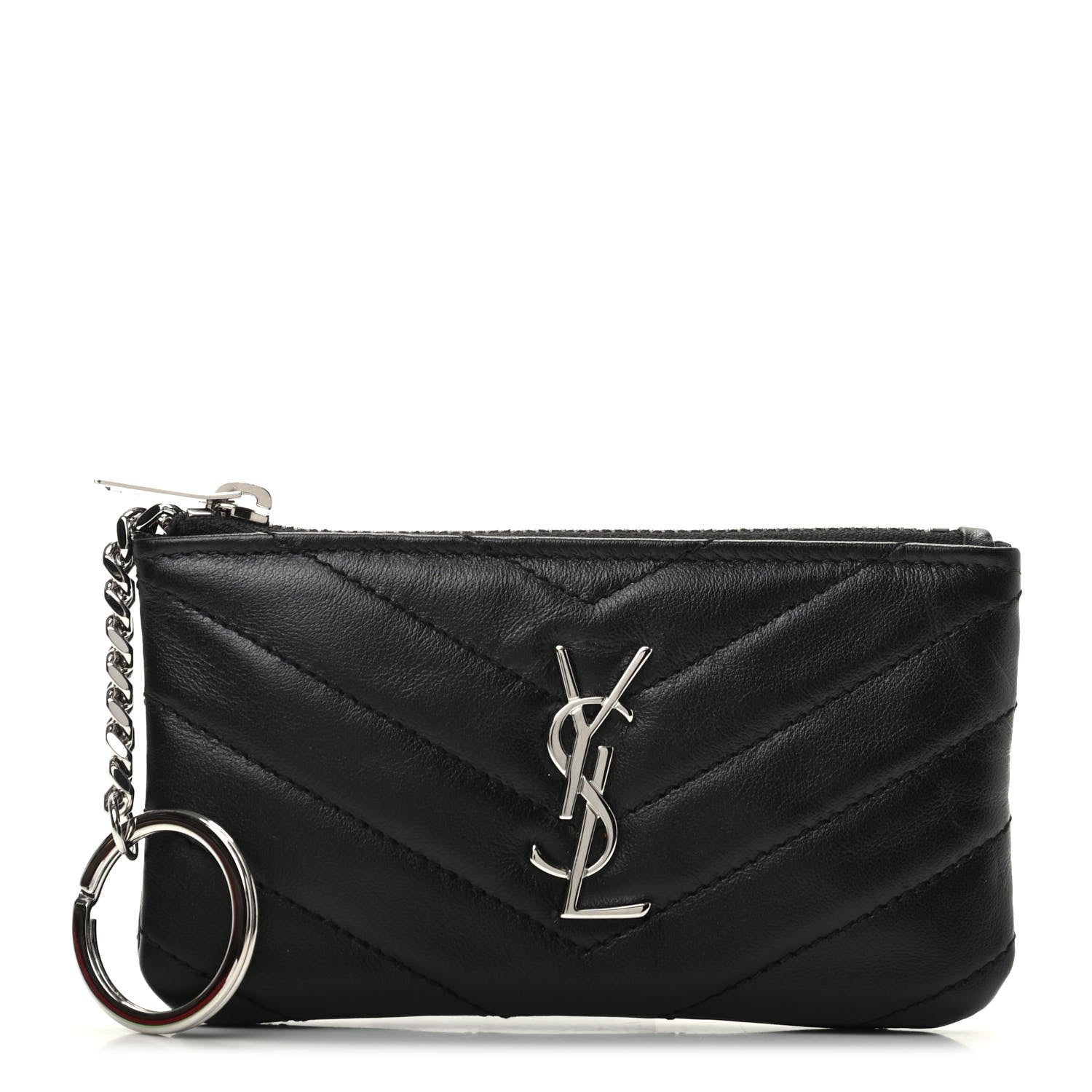 Saint Laurent Calfskin Matelasse Monogram Key Pouch Black 1 of 7