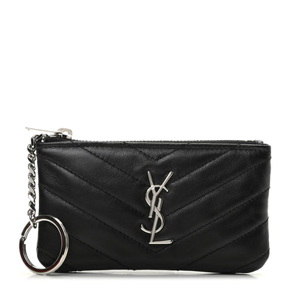 Saint Laurent Calfskin Matelasse Monogram Key Pouch Black 1 of 7