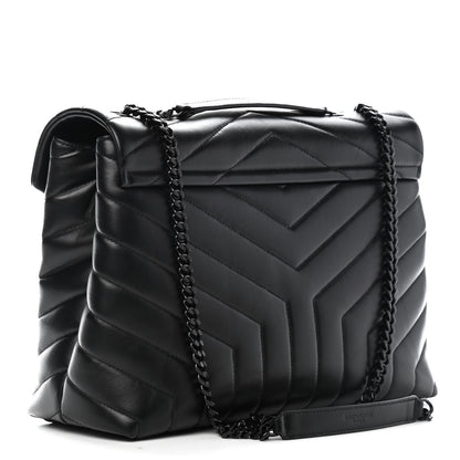 Saint Laurent Calfskin Y Quilted Monogram Medium Loulou Chain Satchel Black 3 of 9