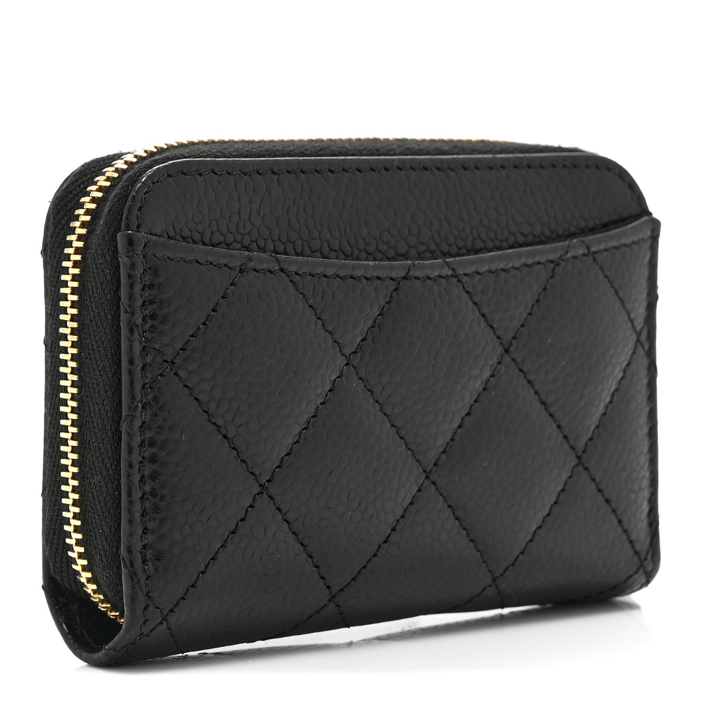 Caviar Quilted Zip Coin Purse Black