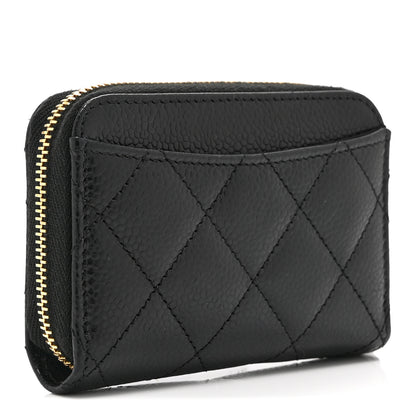 Chanel Caviar Quilted Zip Coin Purse Black 3 of 10