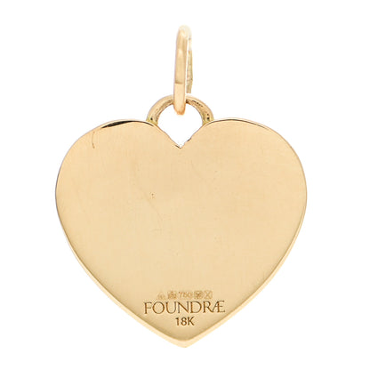 Foundrae 18K Yellow Gold Champleve Enamel Petite True Love Heart Medallion Pendant White 3 of 4