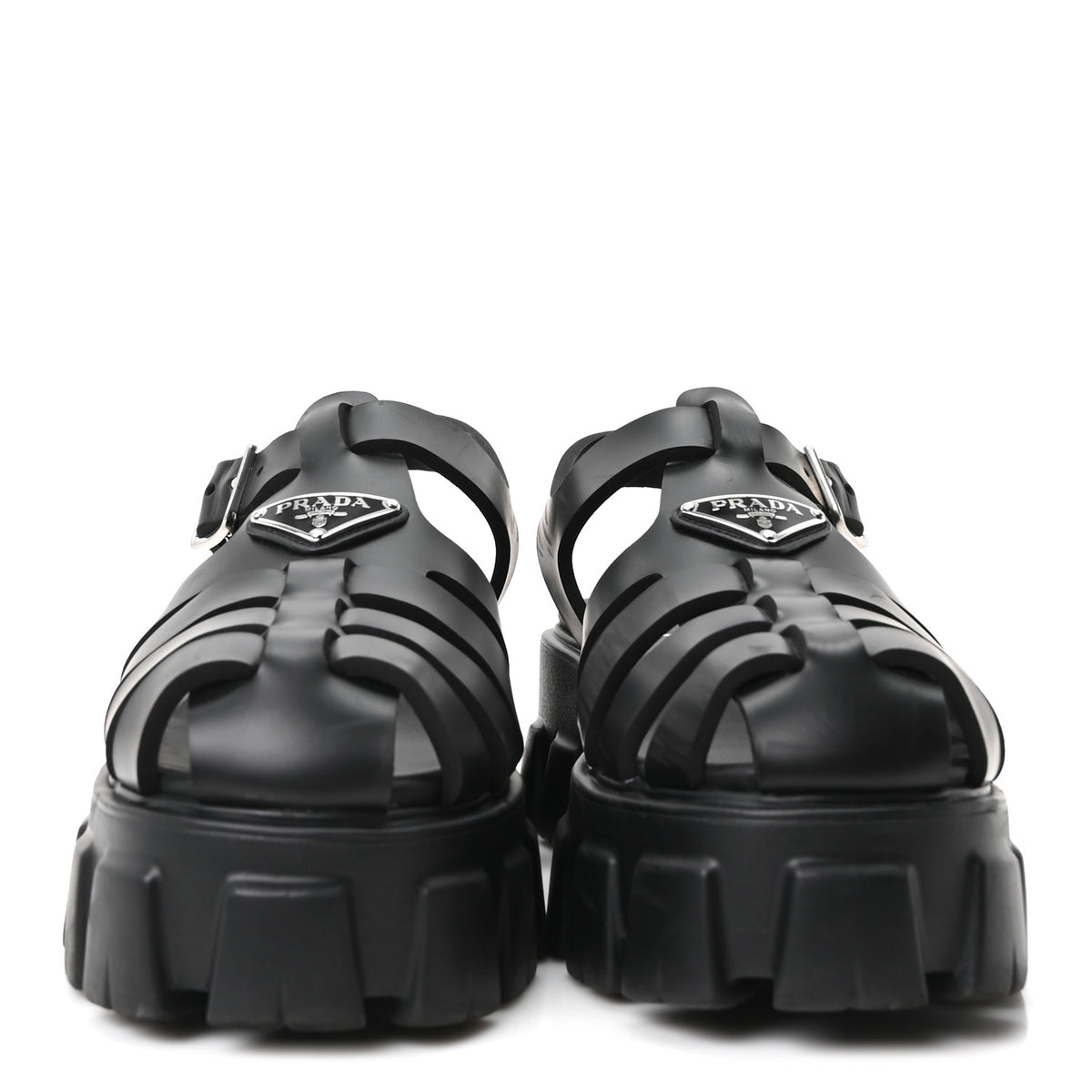 Foam Rubber Triangle Logo Monolith 55mm Cage Sandals 40 Black