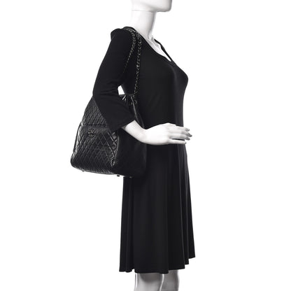 Chanel Lambskin Quilted Large Drawstring Shoulder Bag Black 2 of 10