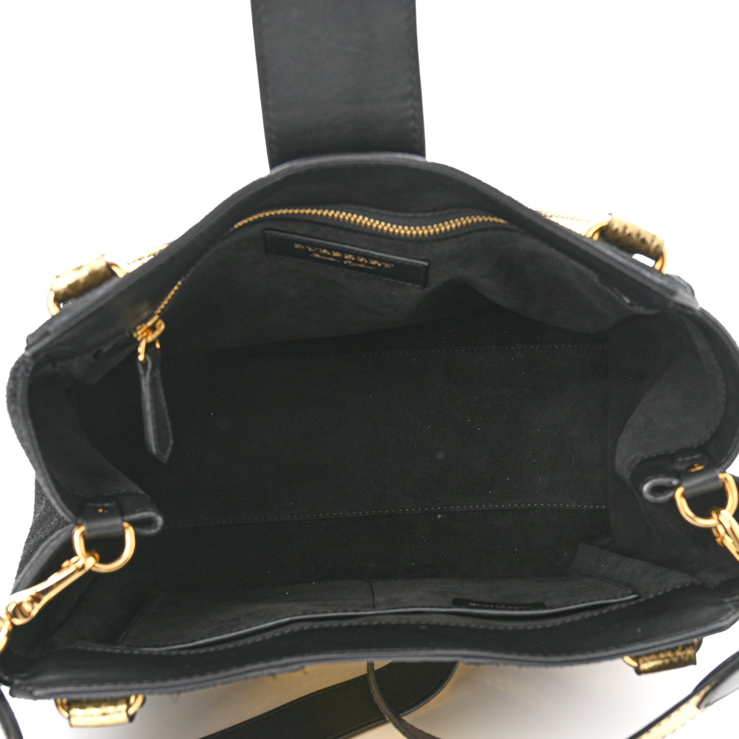 Suede Calfskin Watersnake Medium Buckle Tote Black Gold