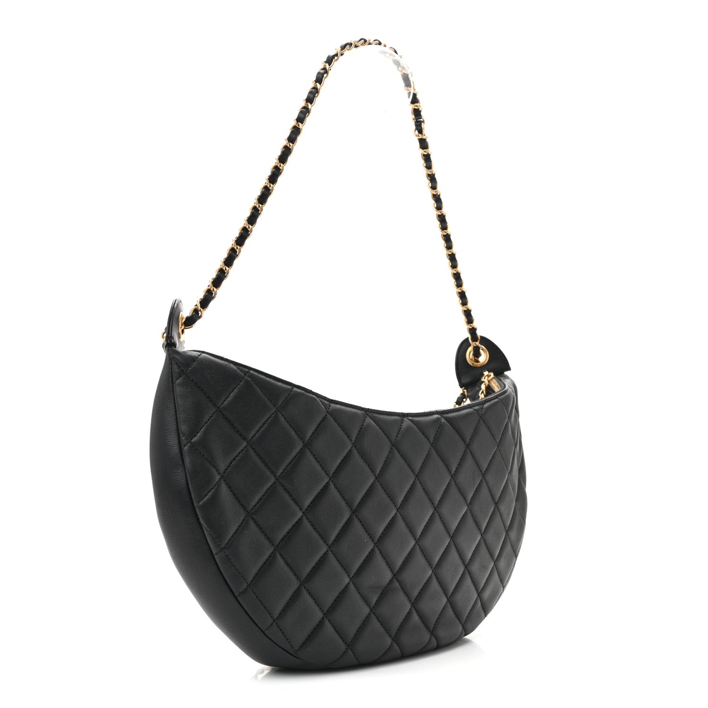 Lambskin Quilted All About Chains Hobo Black