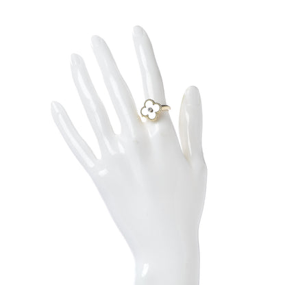 Van Cleef & Arpels 18K Yellow Gold Diamond Mother of Pearl Vintage Alhambra Ring 52 6 2 of 6