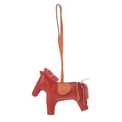 Hermes Milo Lambskin Grigri Rodeo Horse Bag Charm MM Rouge Rose Indien Jaipur Feu 1 of 4
