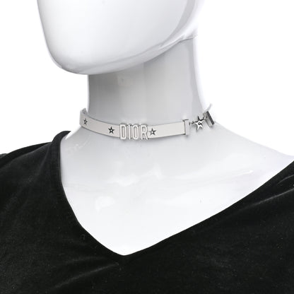 Christian Dior Calfskin Star Dior Logo Choker Necklace White 2 of 5