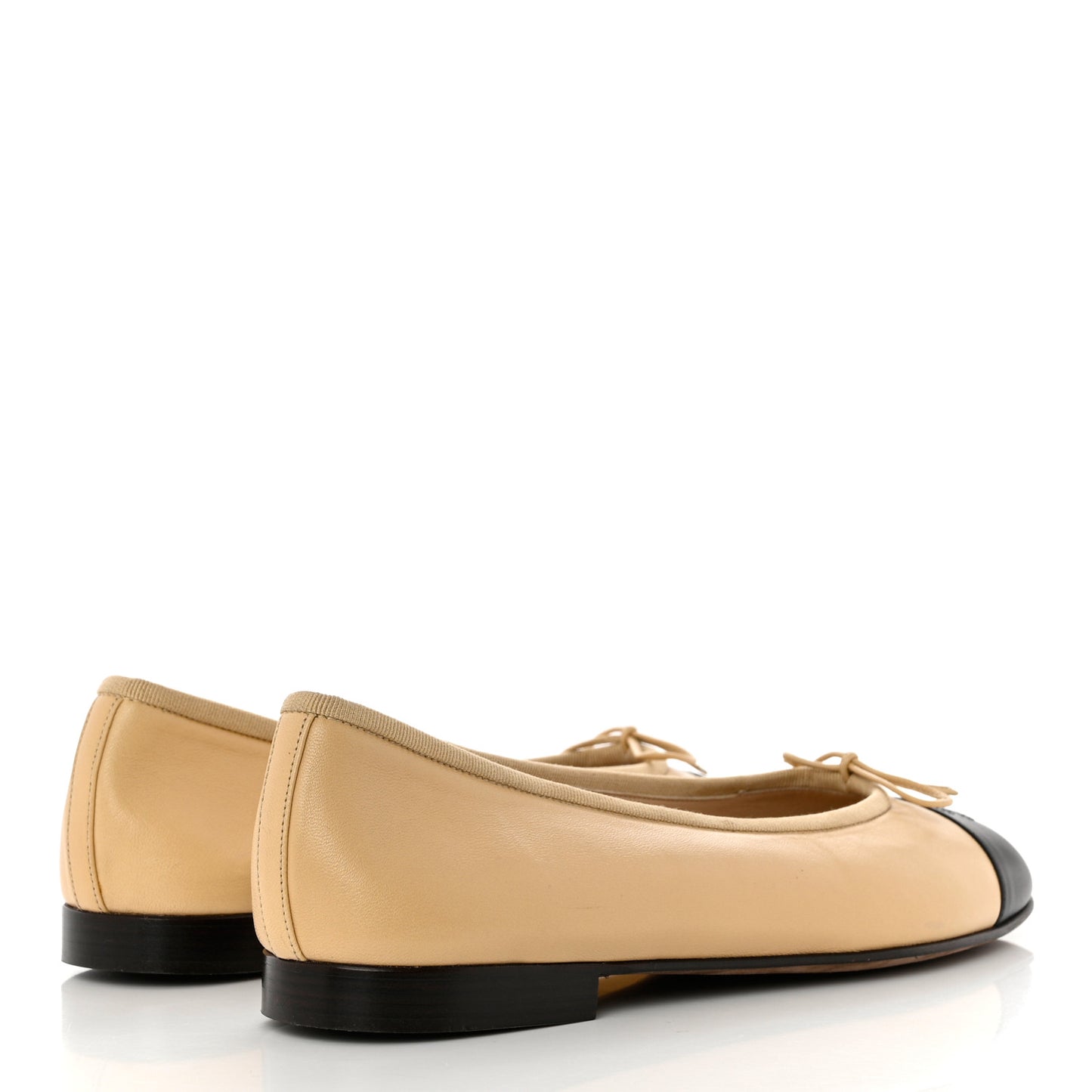 Lambskin Cap Toe CC Ballerina Flats 40.5 Beige Black