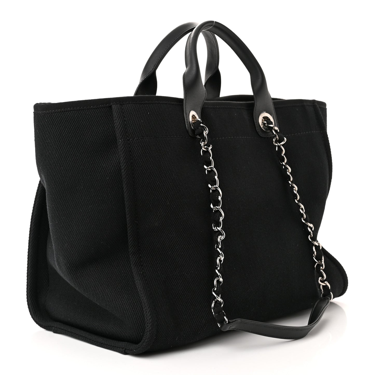 Canvas Pearl Medium Deauville Tote Black
