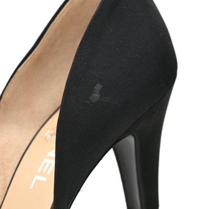 Chanel Satin Grosgrain Pearl Pumps 38.5 Black 9 of 10