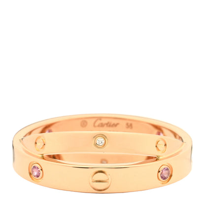 Cartier 18K Pink Gold Pink Sapphire Diamond LOVE Ring 56 7.5 1 of 4