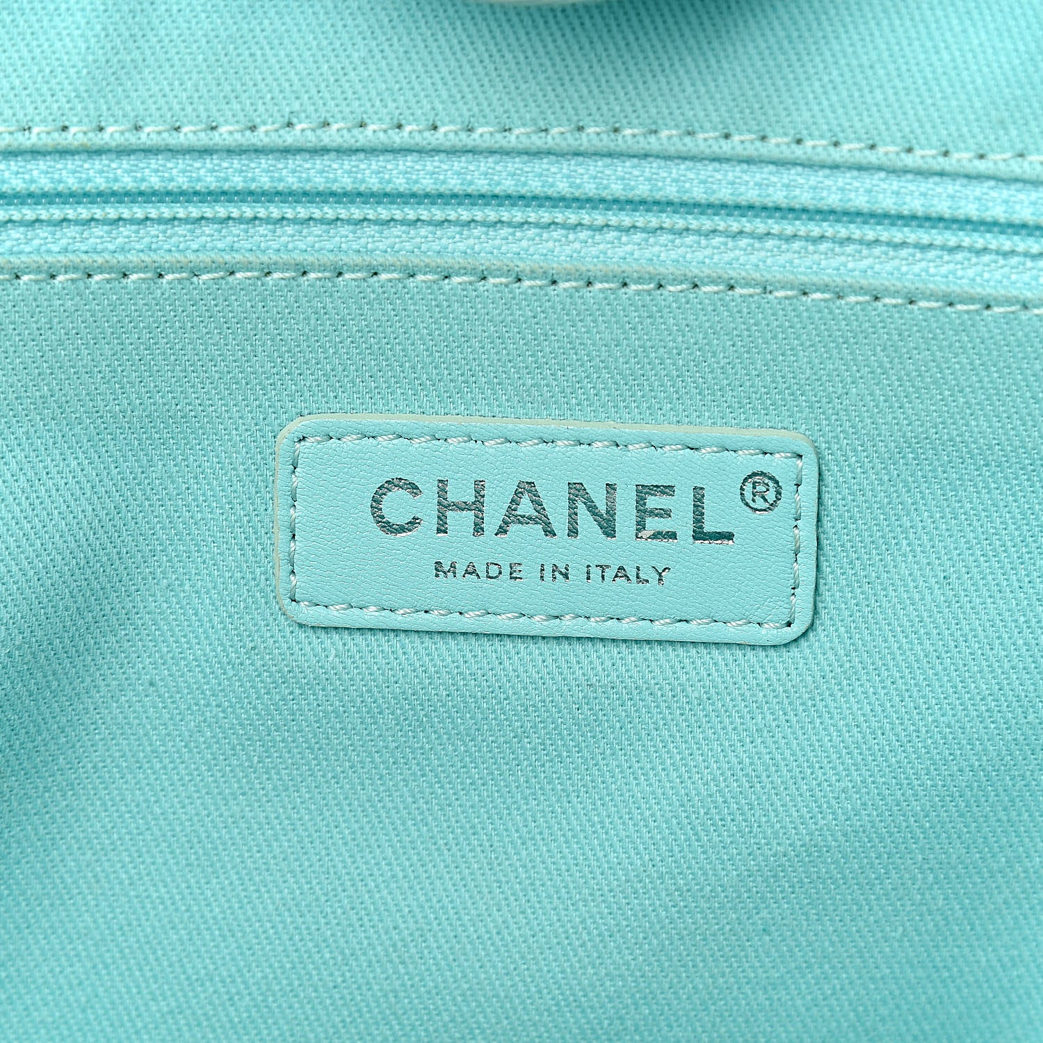 Chanel Woven Straw Raffia Small Deauville Tote Turquoise 6 of 10