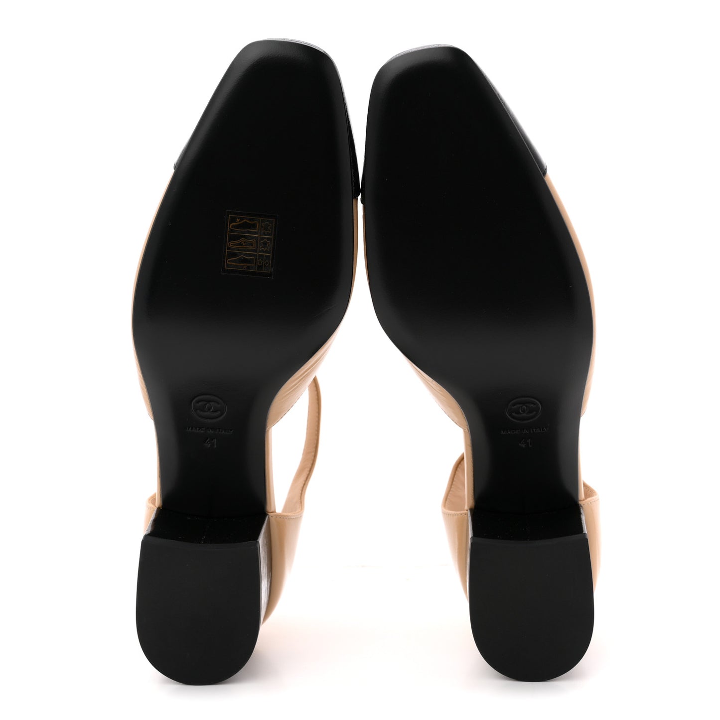 Shiny Lambskin CC Cap Toe Mary Janes Pumps 41 Beige Black