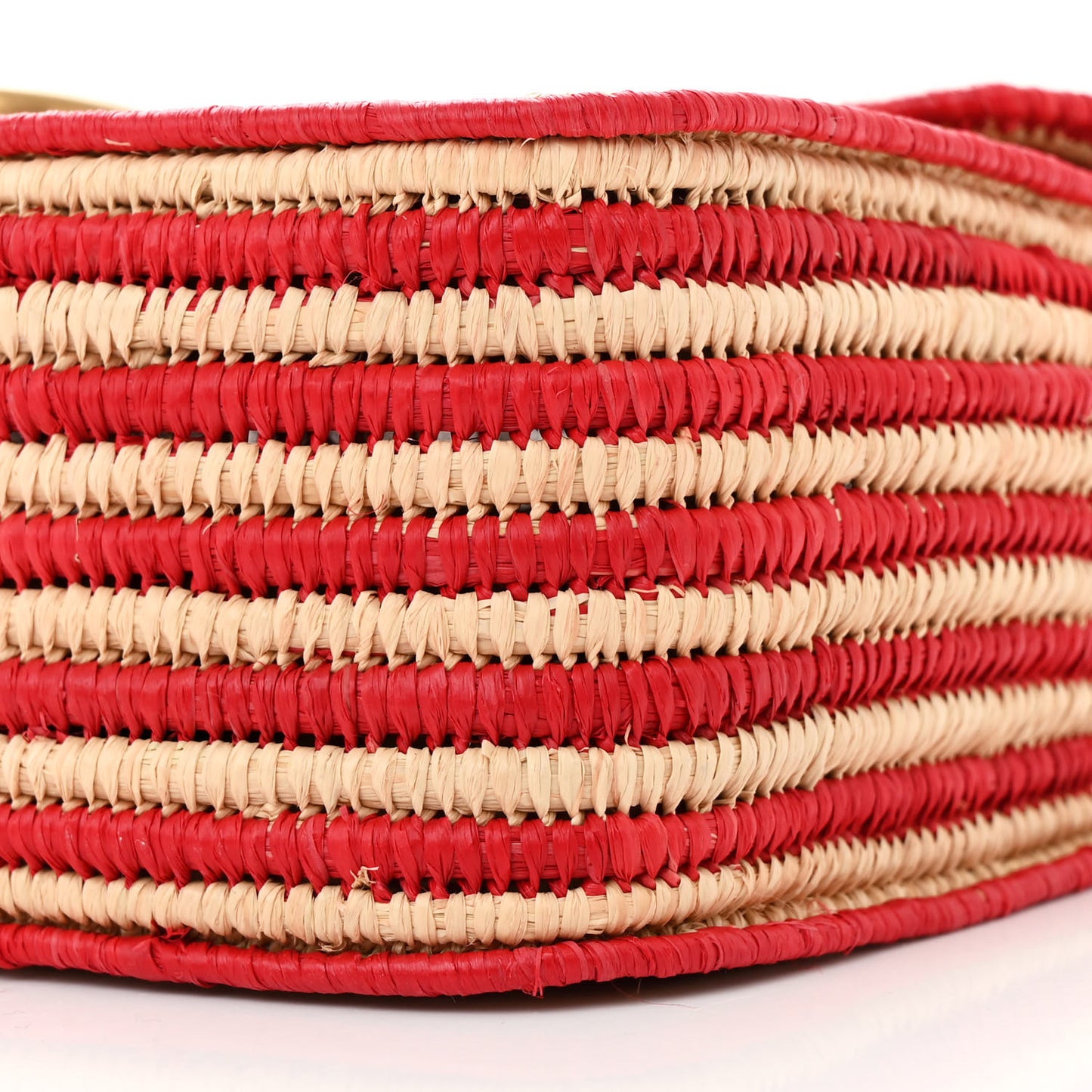 Raffia Woven Small GG Marmont Shoulder Bag Natural Hibiscus Red