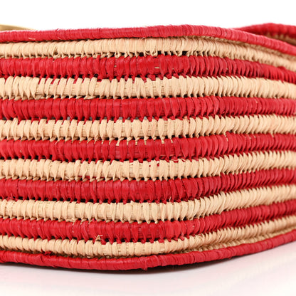 Gucci Raffia Woven Small GG Marmont Shoulder Bag Natural Hibiscus Red 10 of 10