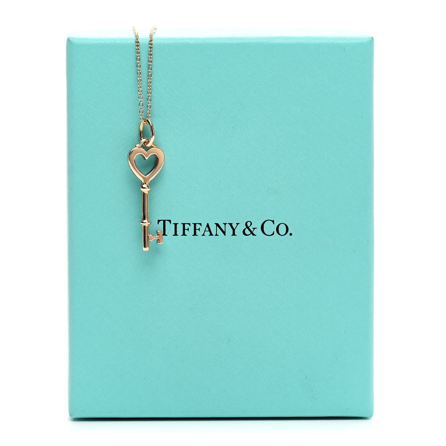 18K Rose Gold Mini Heart Key Pendant Necklace
