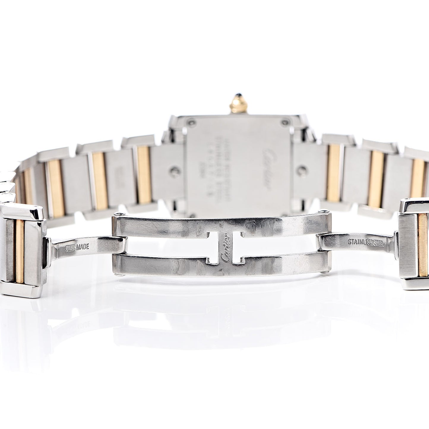 Stainless Steel 18K Yellow Gold 20mm Tank Francaise Quartz Watch