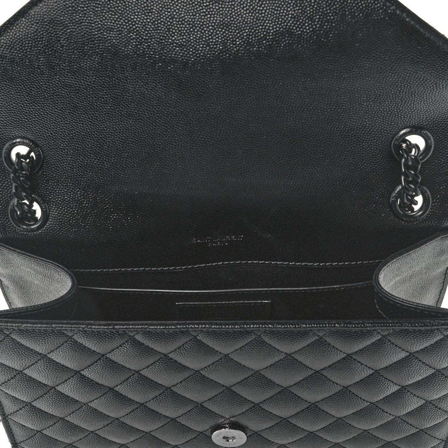 Saint Laurent Grain De Poudre Textured Mixed Matelasse Triquilt Medium Monogram Satchel Black 12 of 12