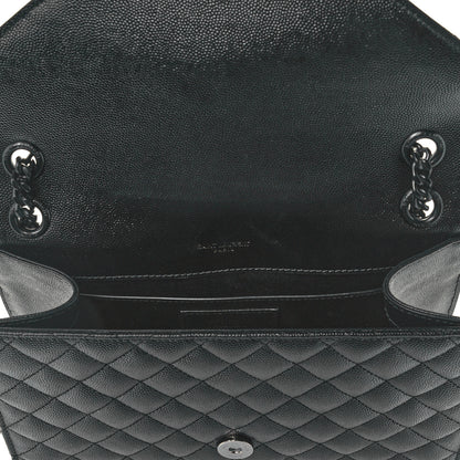 Saint Laurent Grain De Poudre Textured Mixed Matelasse Triquilt Medium Monogram Satchel Black 12 of 12