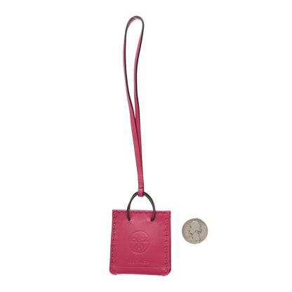 Hermes Milo Lambskin Swift Shopping Bag Charm Rose Mexico 2 of 5