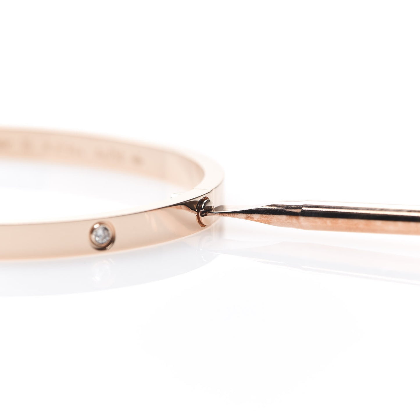 18K Pink Gold 6 Diamond Small LOVE Bracelet 16