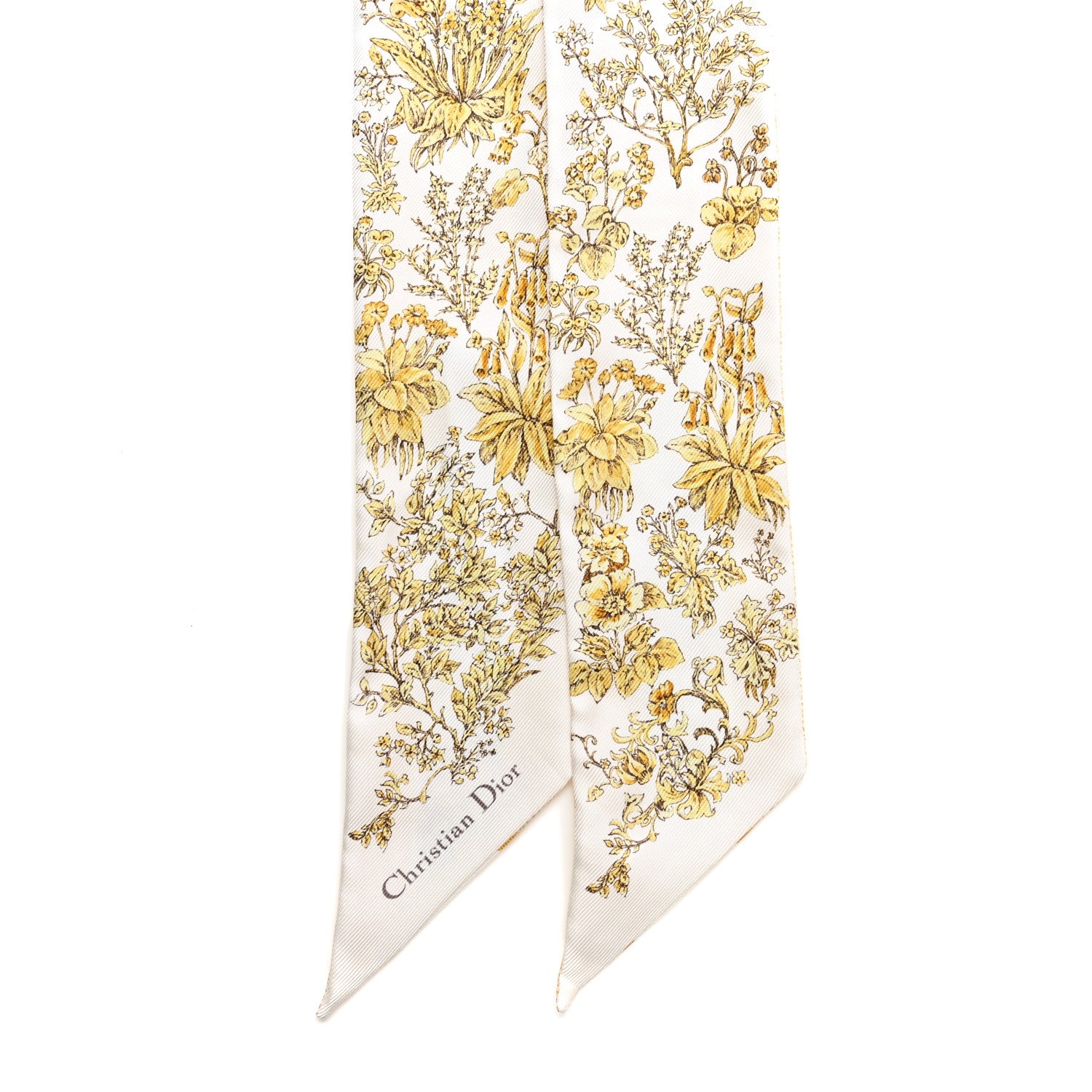 Christian Dior Silk Floral Mitzah Scarf Yellow 2 of 4