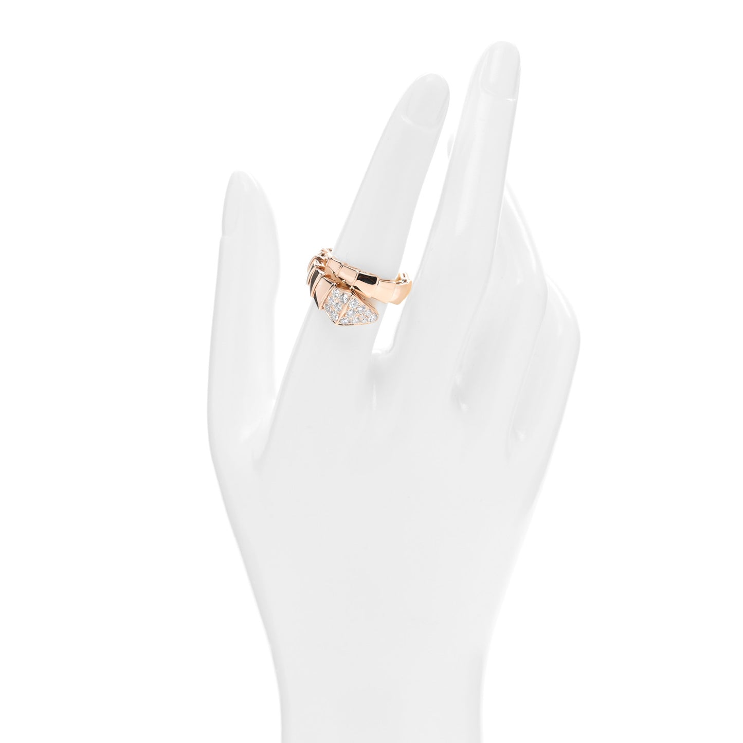 18K Rose Gold Diamond Serpenti Viper Ring L