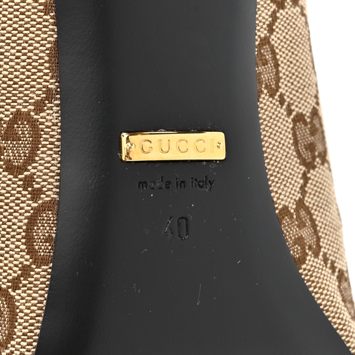 X GUCCI GG Monogram Square Knife 80mm Pumps 40 Beige Ebony