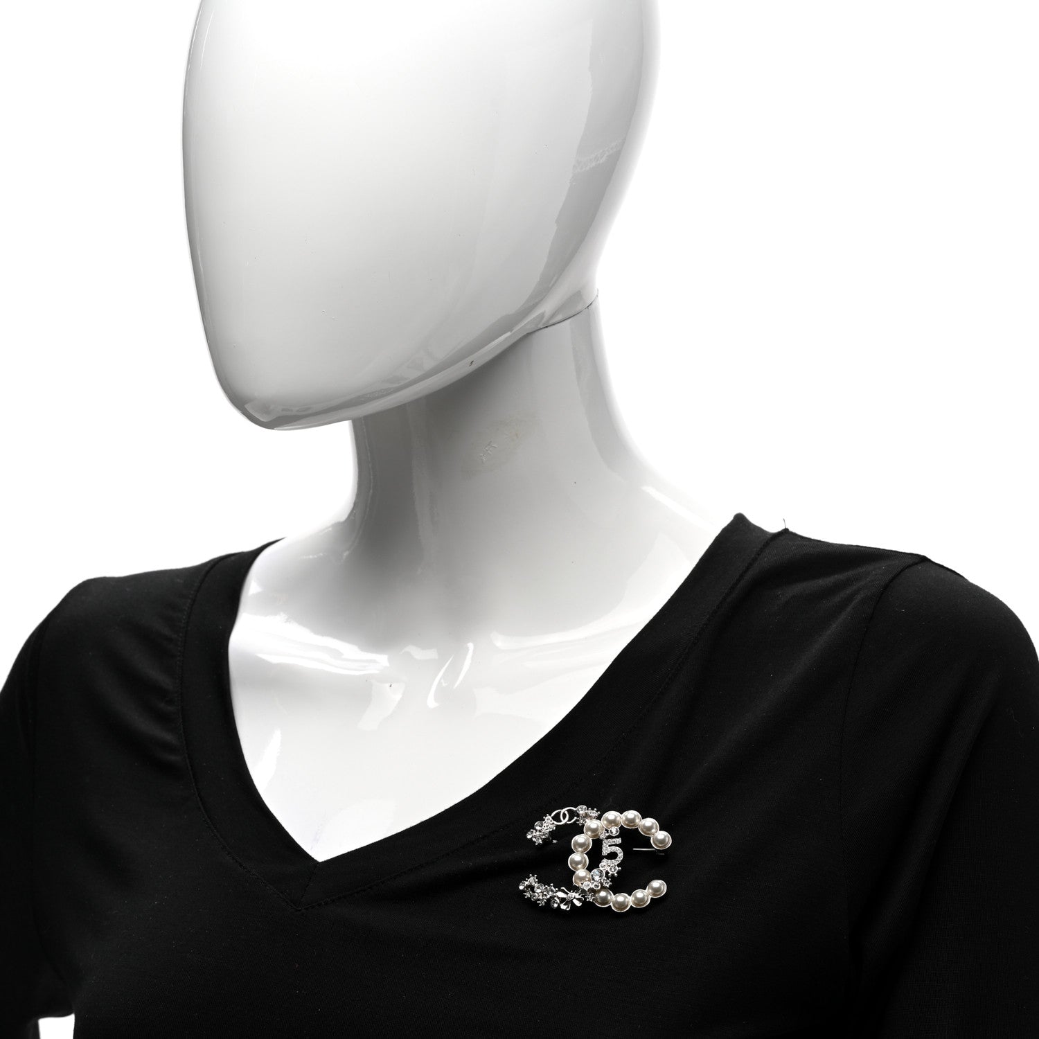 Chanel Crystal Pearl Star 5 CC Brooch Silver Pearly White 2 of 6
