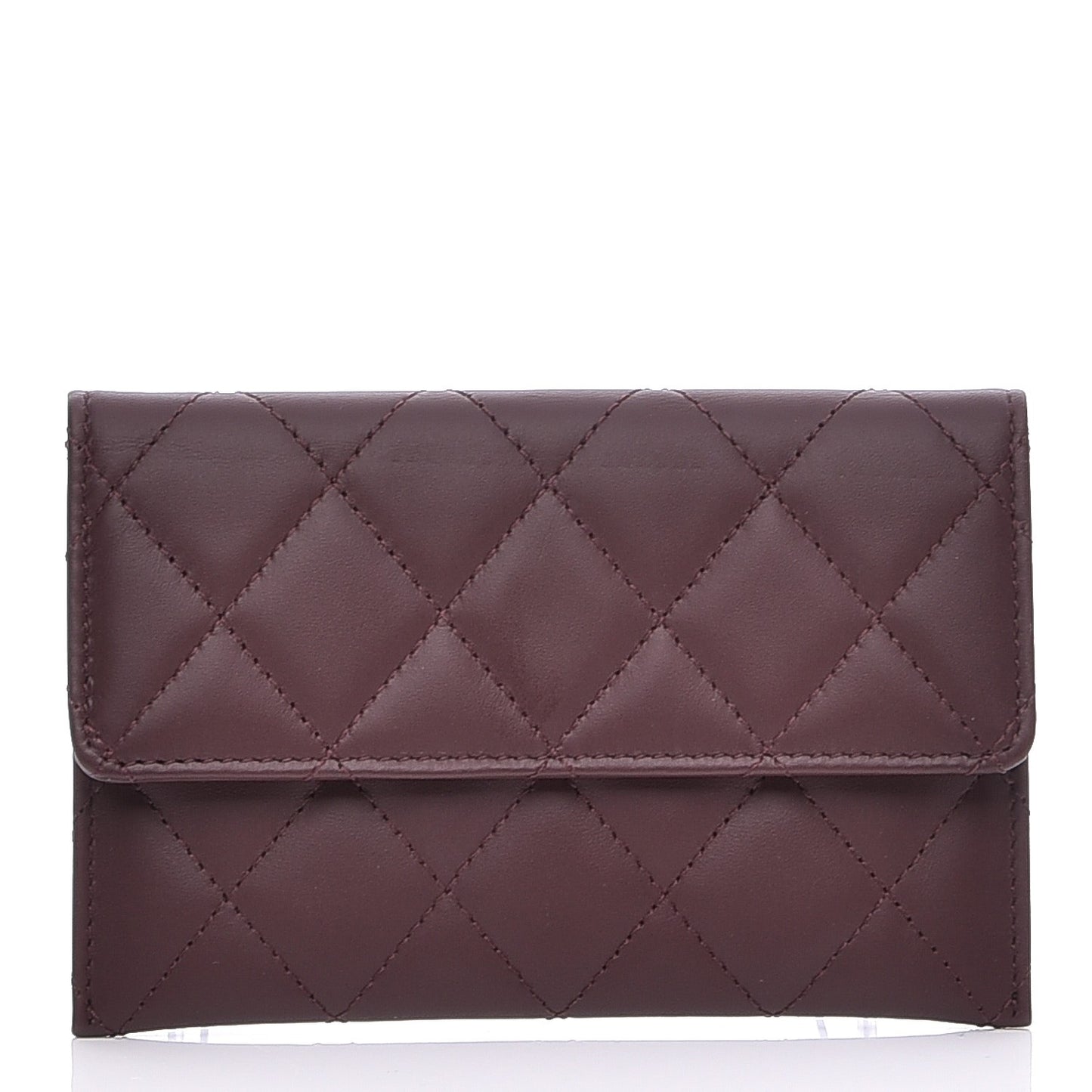 Lambskin Quilted Wallet On Removable Chain Insert Burgundy