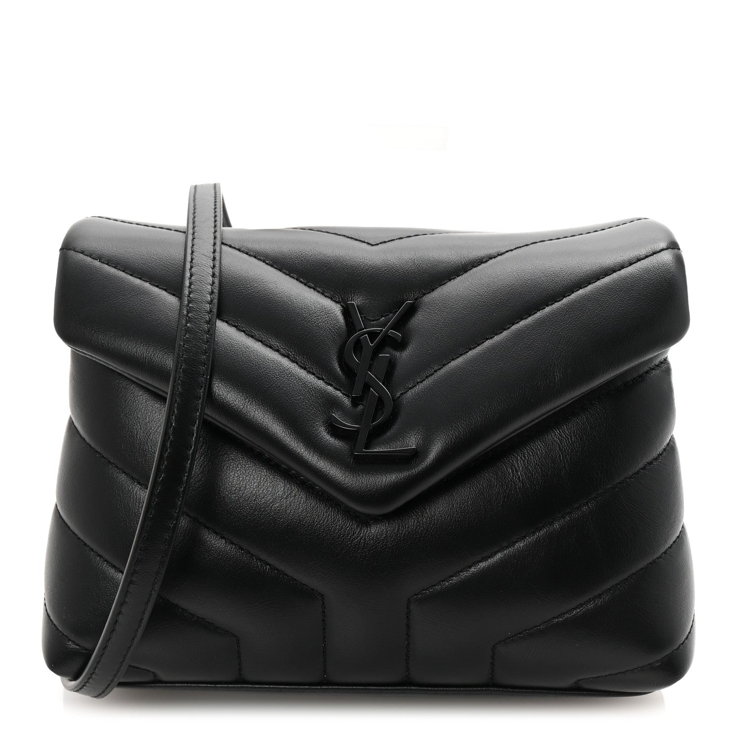 Saint Laurent Calfskin Y Quilted Monogram Monochrome Toy Loulou Crossbody Bag Black 1 of 10