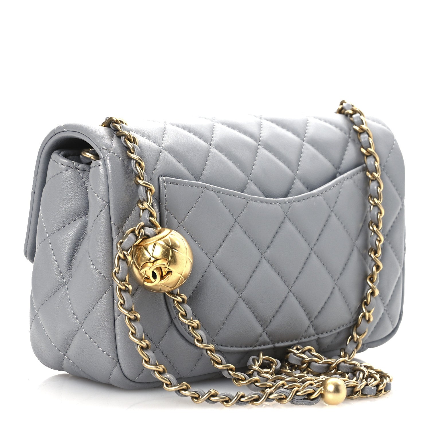 Chanel Lambskin Quilted Mini Rectangular Pearl Crush Flap Grey 3 of 12